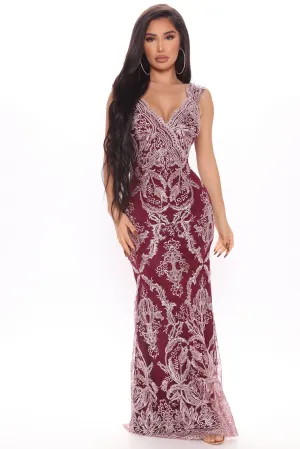 Blow You A Kiss Mermaid Gown - Wine