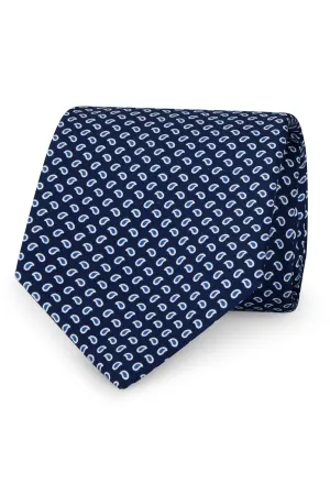 Blu micro paisley printed archive tie