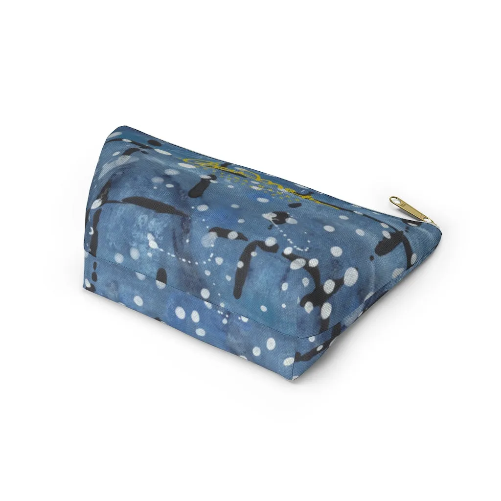 Blu&White Dotted Plaid Accessory Pouch w T-bottom