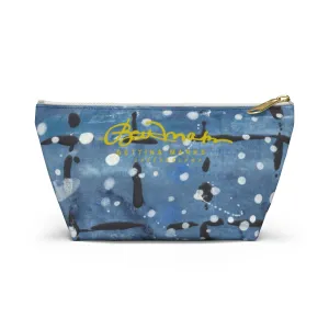 Blu&White Dotted Plaid Accessory Pouch w T-bottom