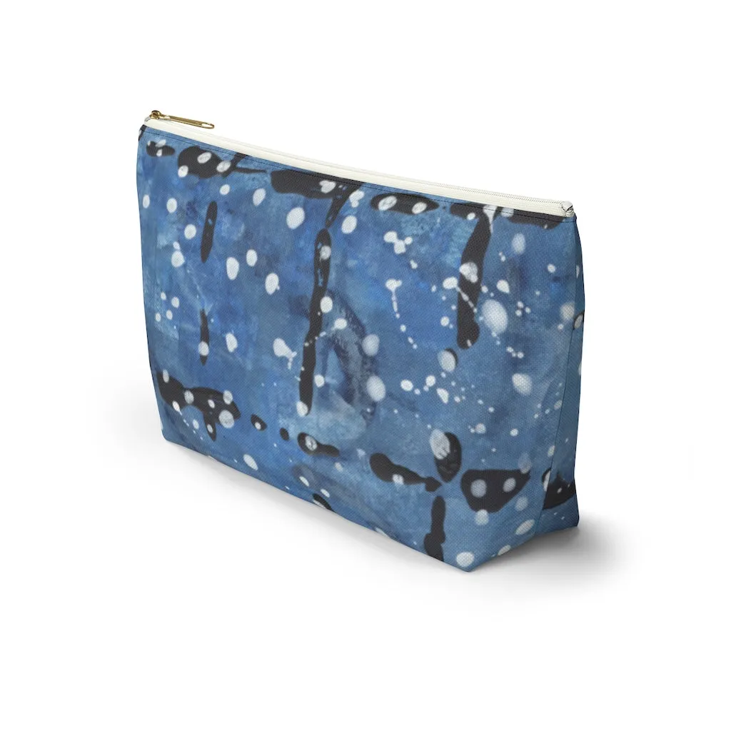 Blu&White Dotted Plaid Accessory Pouch w T-bottom