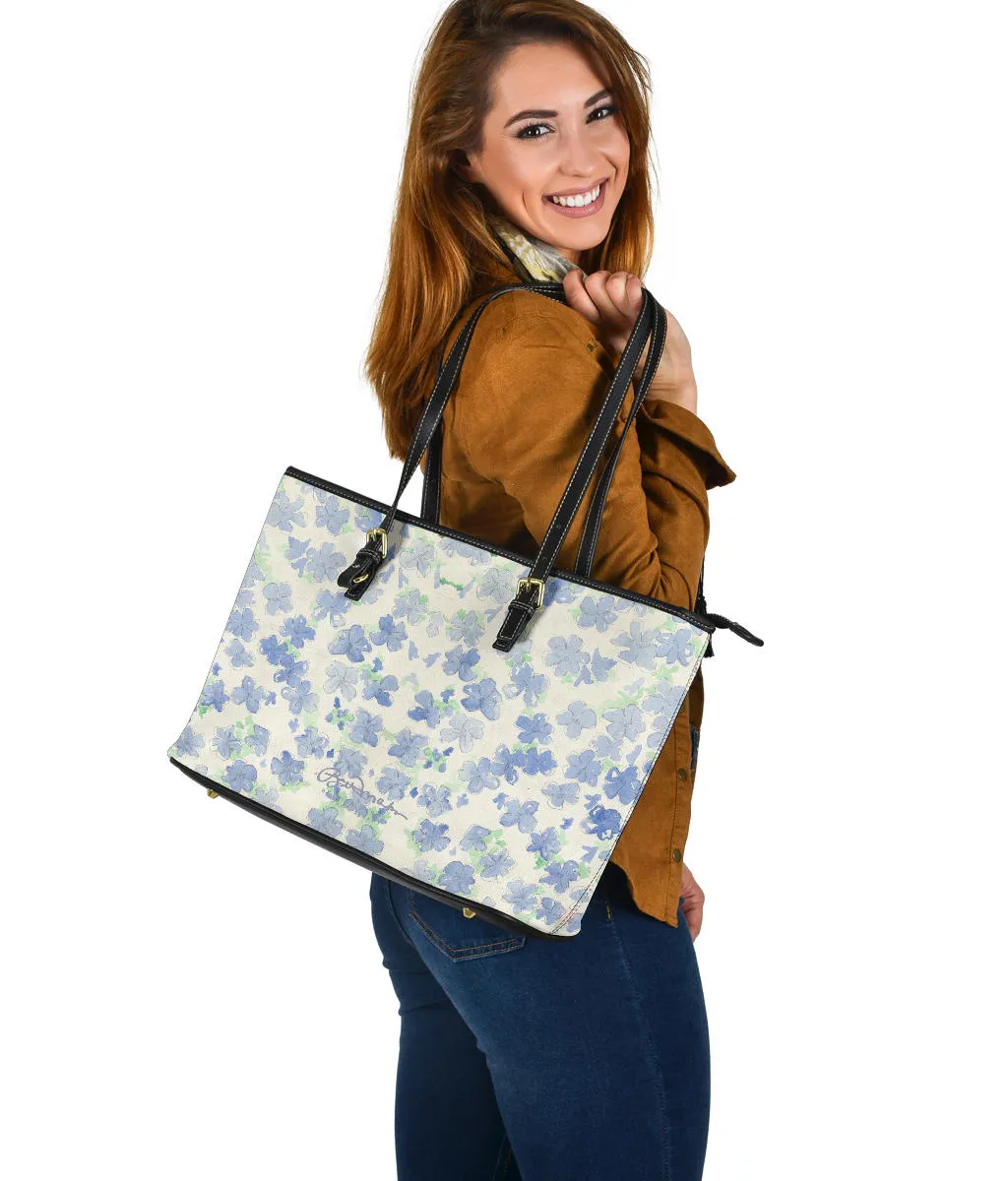 Blu&White Watercolor Floral Large Tote Bag