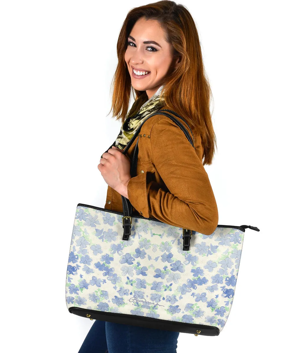 Blu&White Watercolor Floral Large Tote Bag