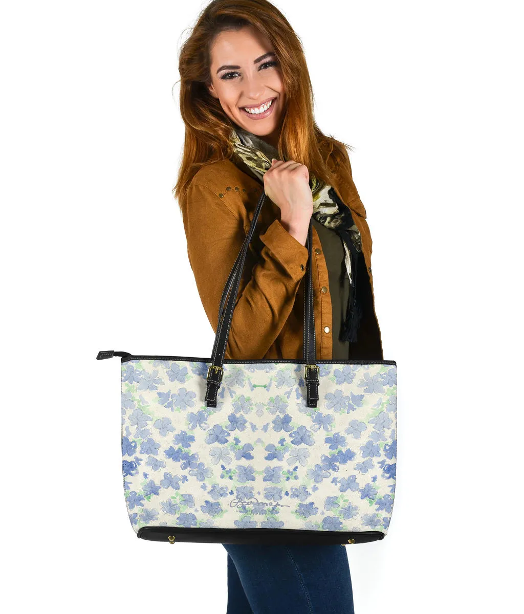 Blu&White Watercolor Floral Large Tote Bag