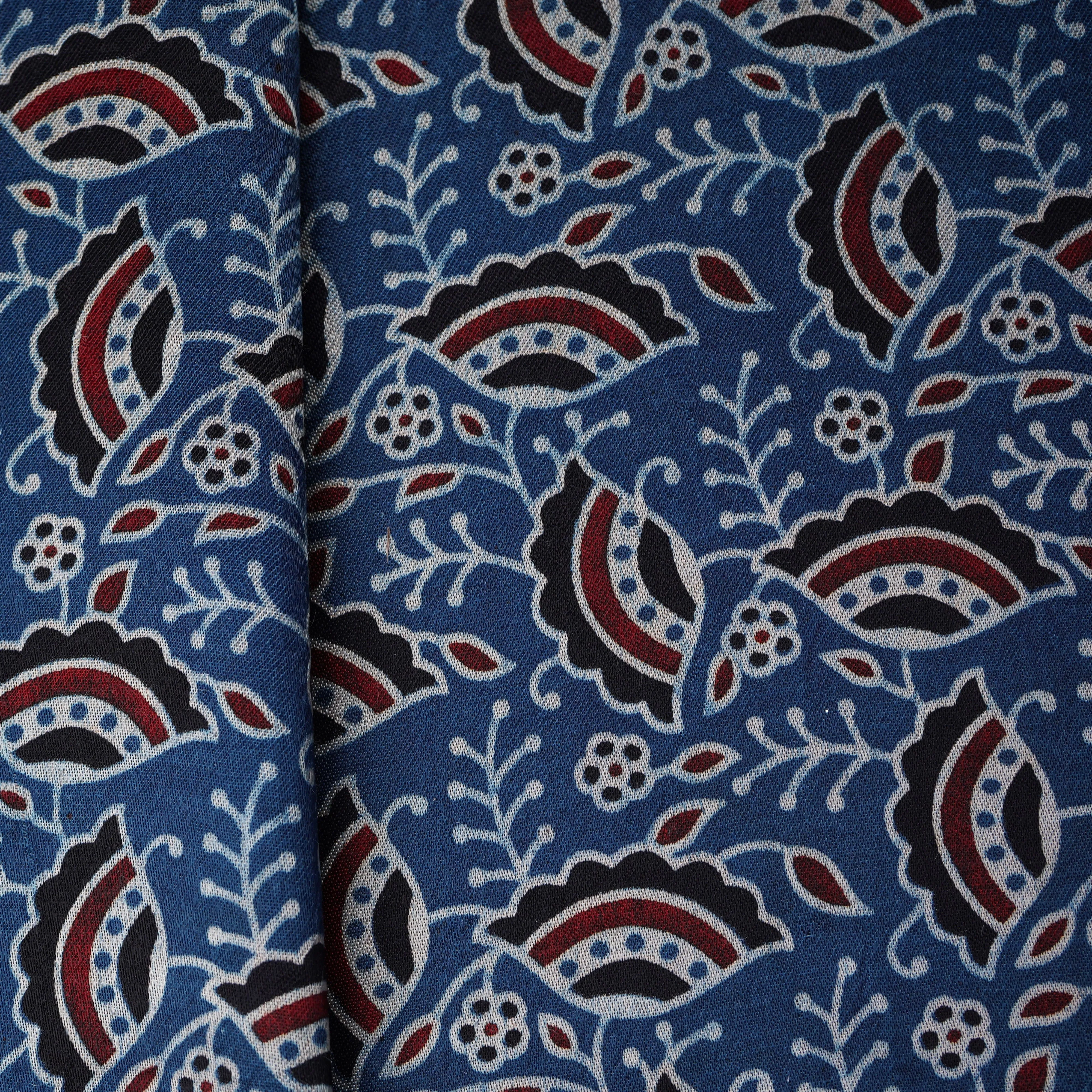 Blue Ajrakh Print Mashru Silk Fabric 20817