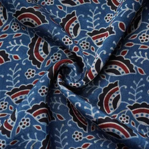 Blue Ajrakh Print Mashru Silk Fabric 20817