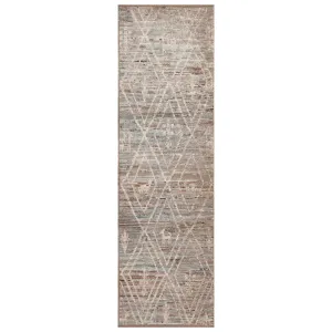 Blue & Brown Zameen Modern Wool Runner - 3'5" x 11'5"