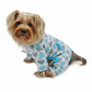 Blue & Gray Hearts Fleece Turtleneck Pajamas