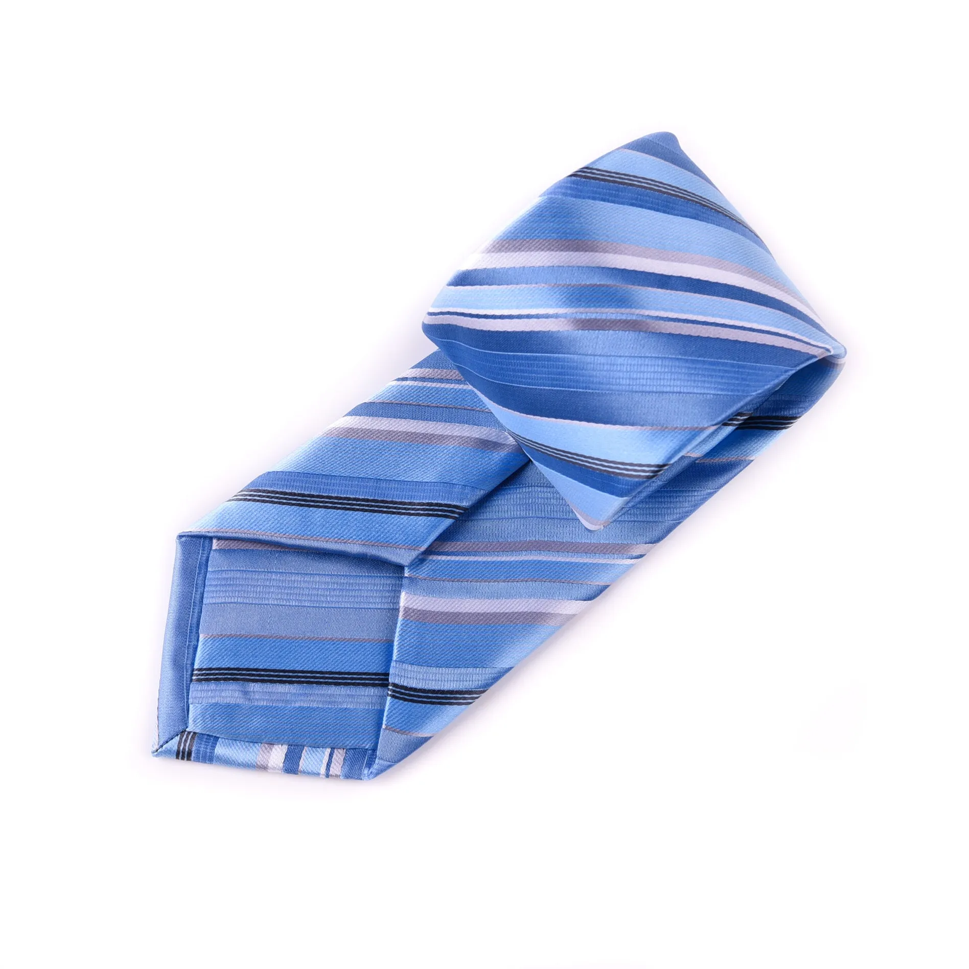 Blue & Silver Stripe 3" Necktie Business Formal Elegance For Smart Men's Ego