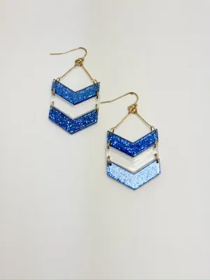 Blue & White Chevron Earrings