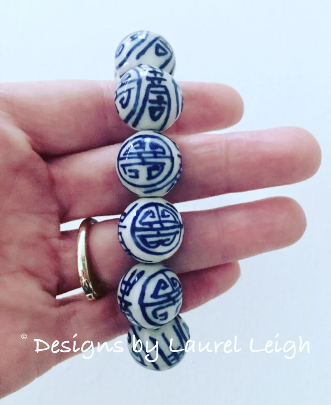 Blue & White Chinoiserie Longevity Bracelet