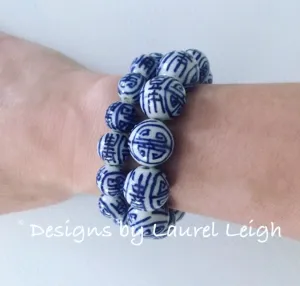 Blue & White Chinoiserie Longevity Bracelet