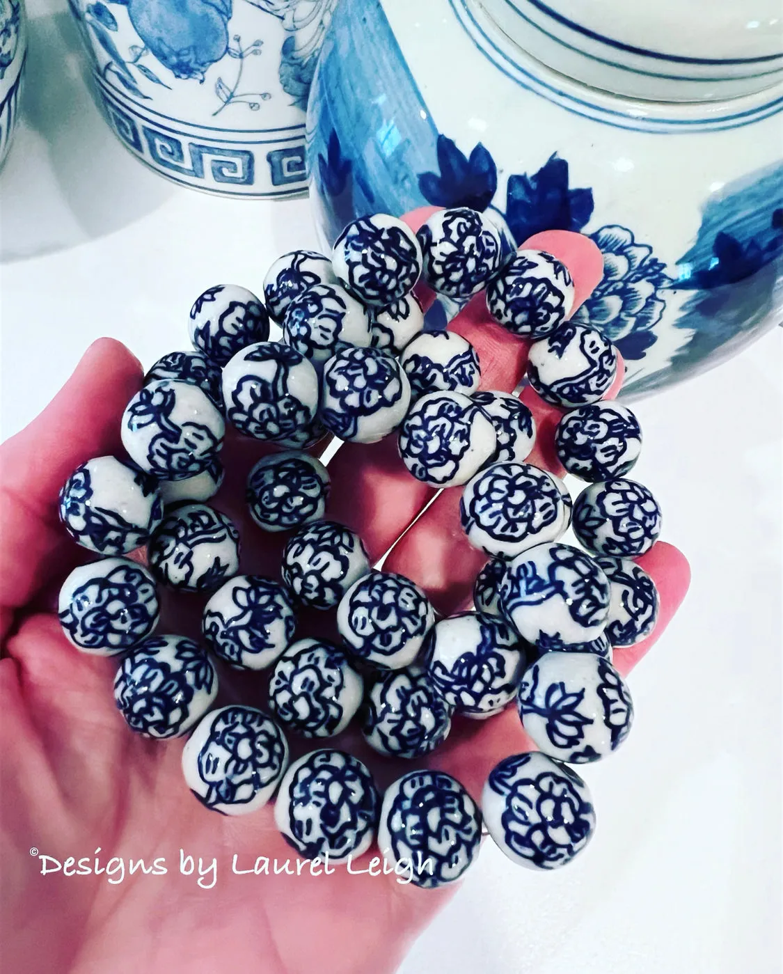 Blue & White Chinoiserie Peony Bracelet