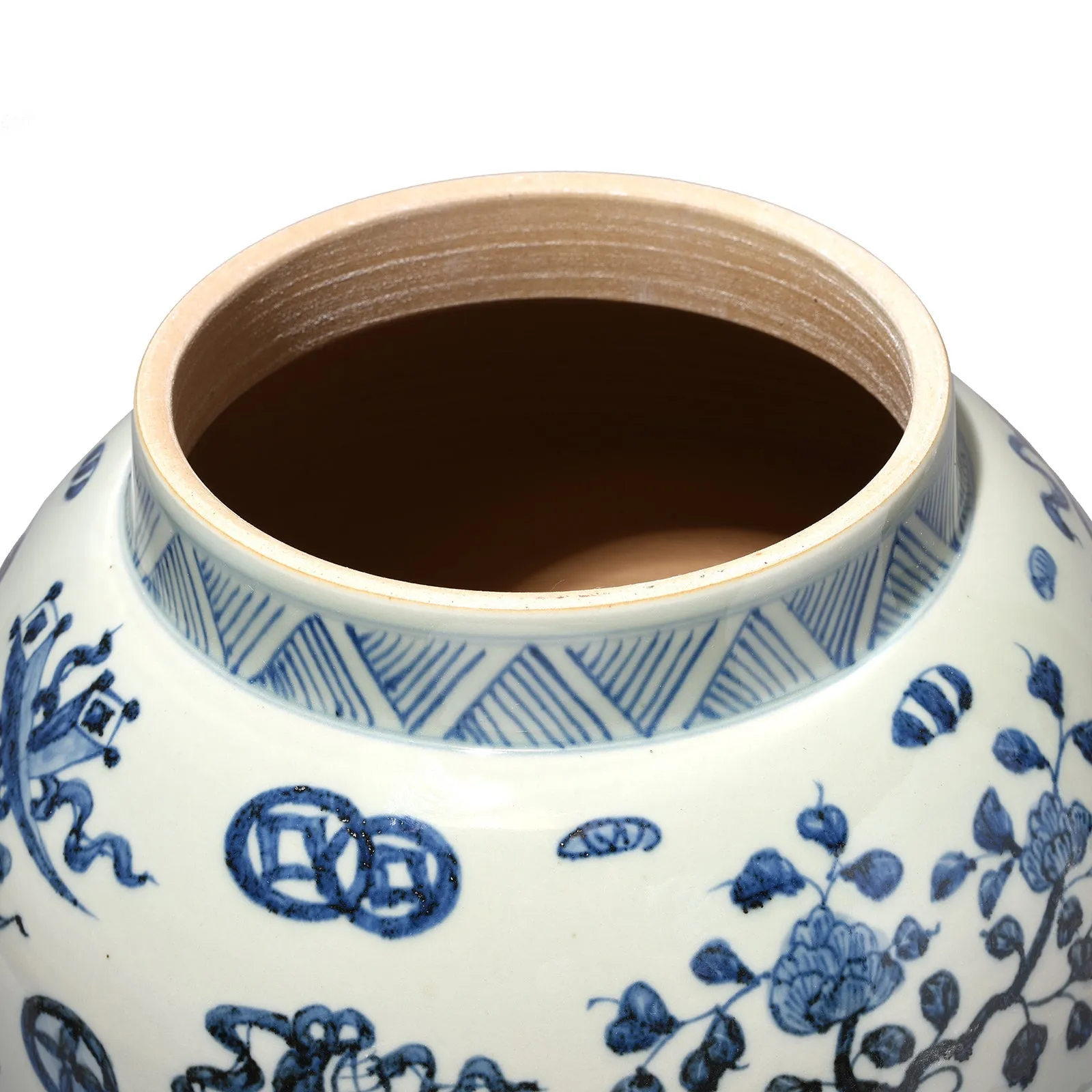 Blue & White Porcelain Temple Jar - Lucky Symbols Design