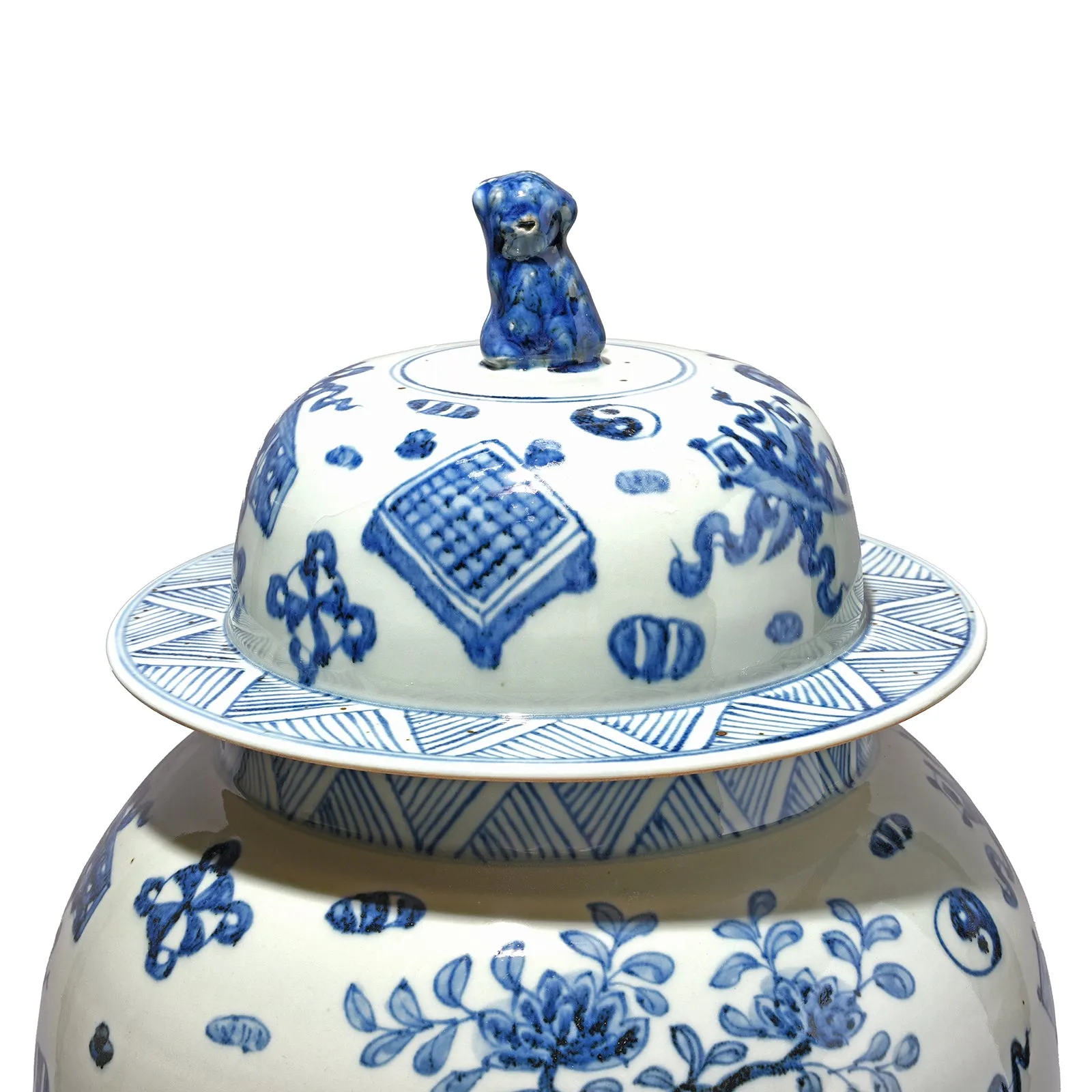 Blue & White Porcelain Temple Jar - Lucky Symbols Design