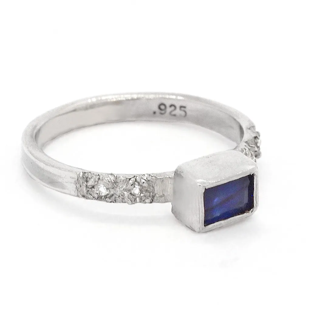 Blue & White Sapphires Ring (size 8 1/2)