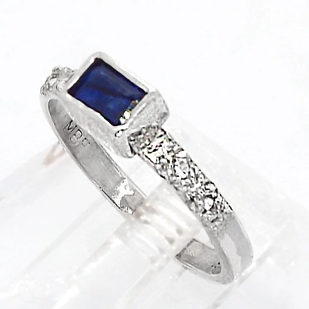 Blue & White Sapphires Ring (size 8 1/2)