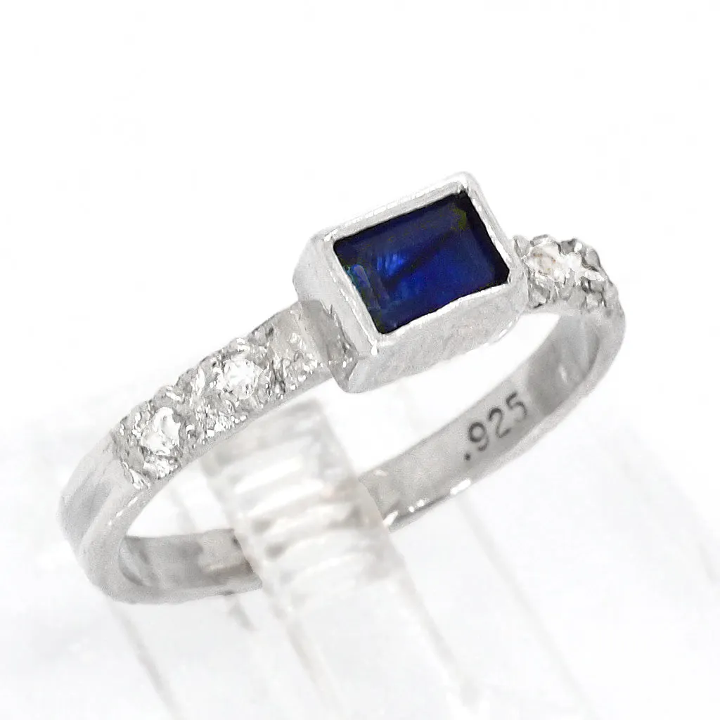 Blue & White Sapphires Ring (size 8 1/2)