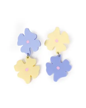 Blue & Yellow Blossom Dangle Earrings