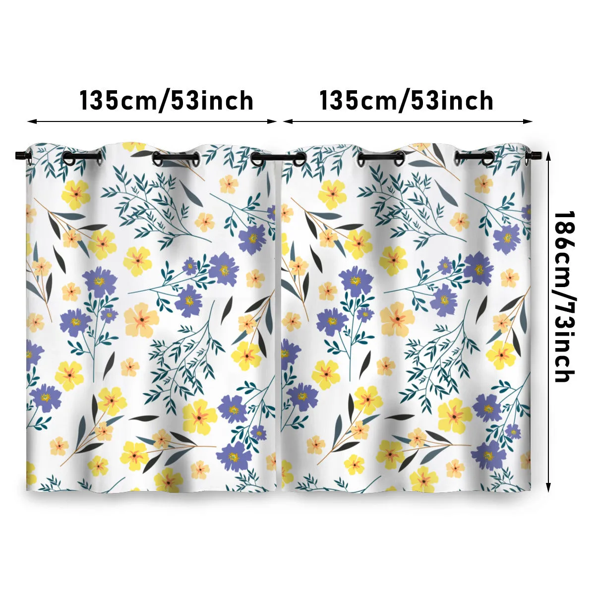 Blue & Yellow Floral | Curtains