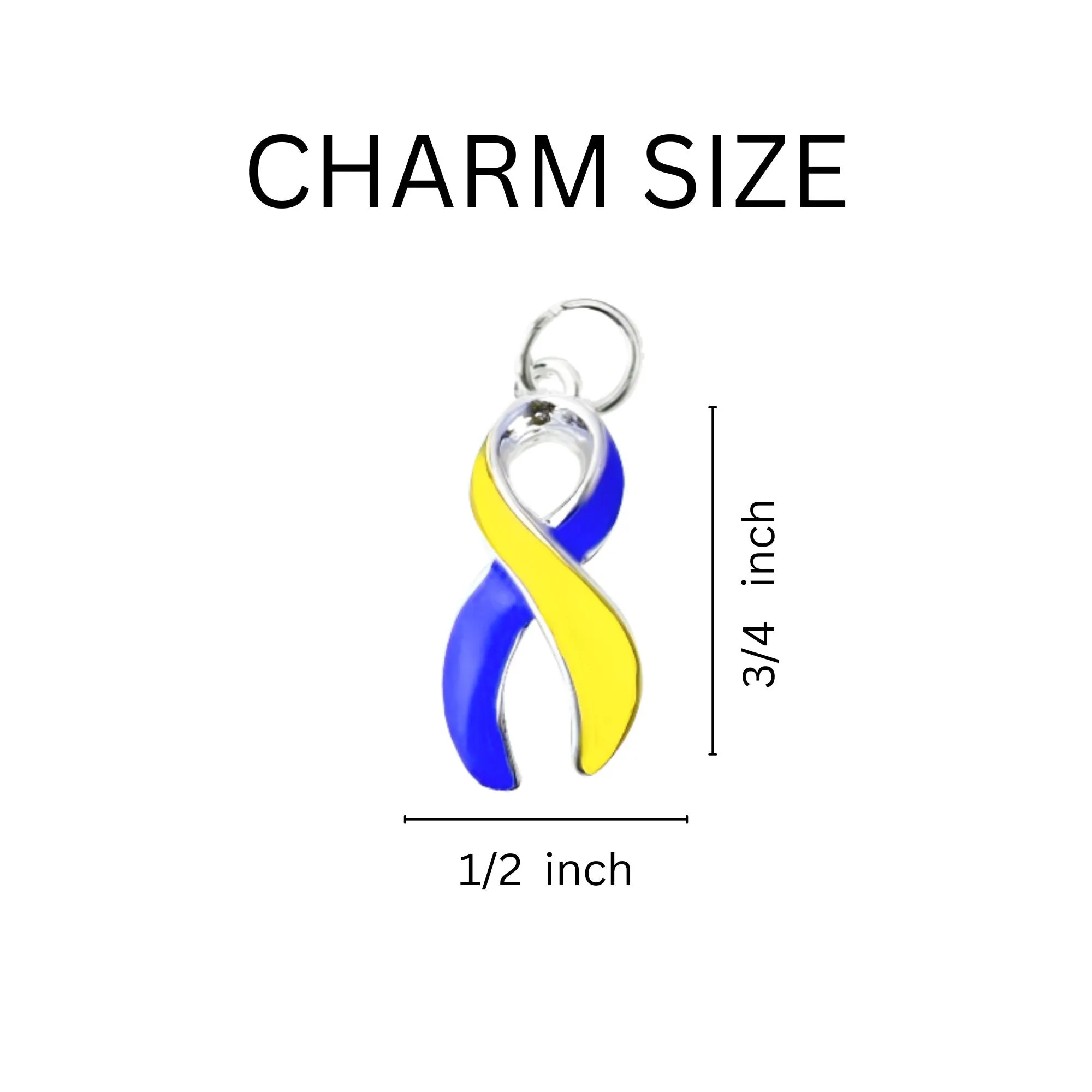 Blue & Yellow Ribbon Charm Chunky Bracelets