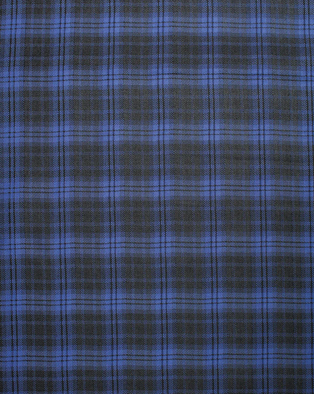 Blue And Black Checks Woolen Suiting Fabric