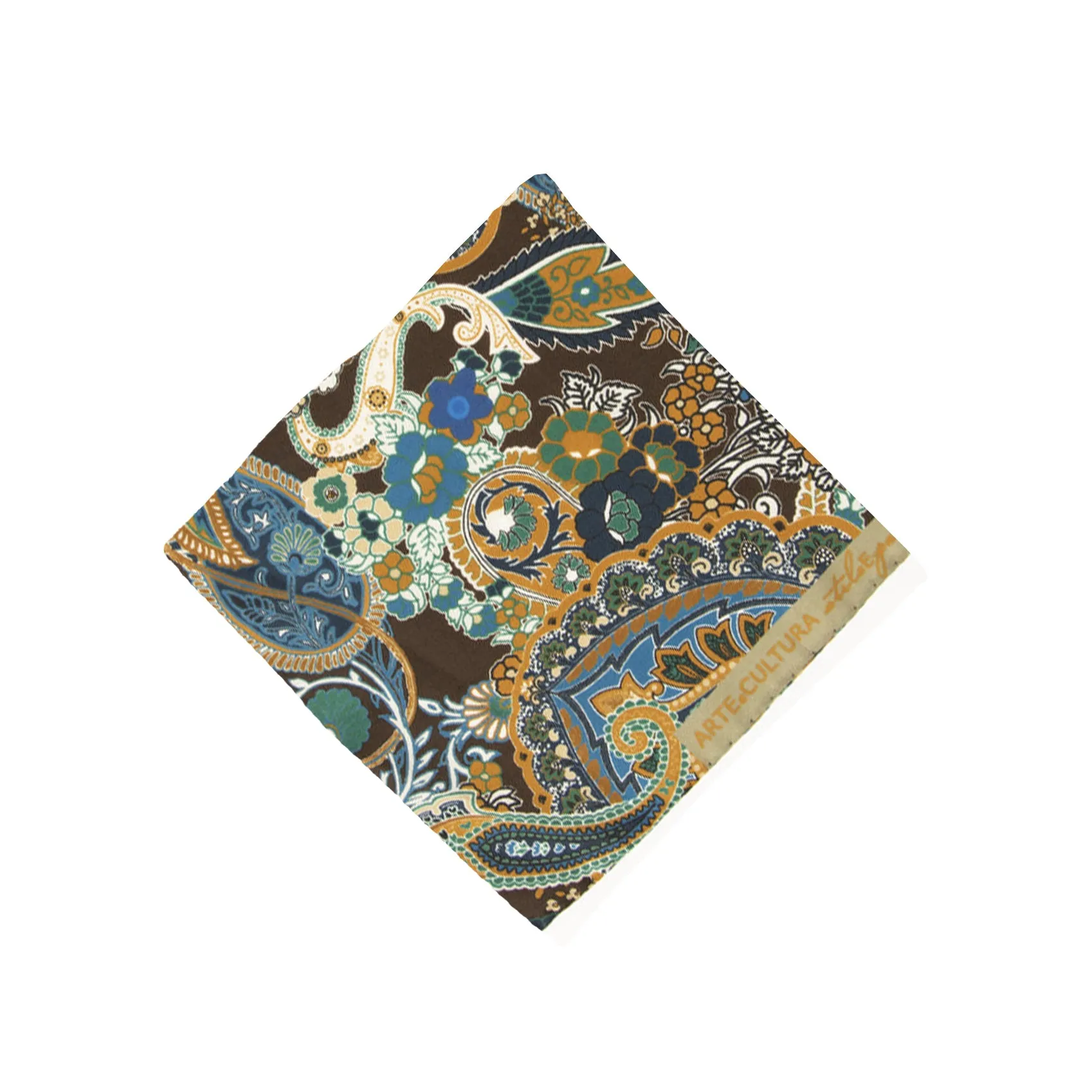 Blue and Brown regimental tie and brown paisley pocket square set