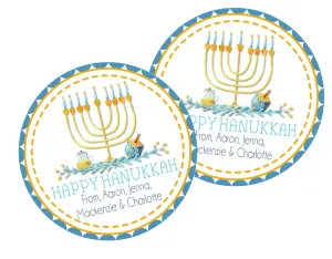 Blue And Gold Elegant Hanukkah Stickers