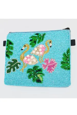 Blue And Green Beads Embroidered Coin Purse