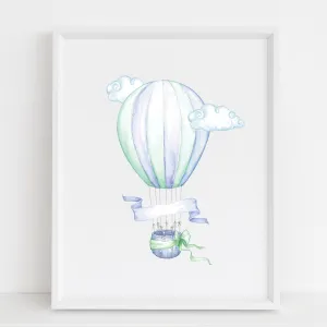 Blue and Green Hot Air Balloon