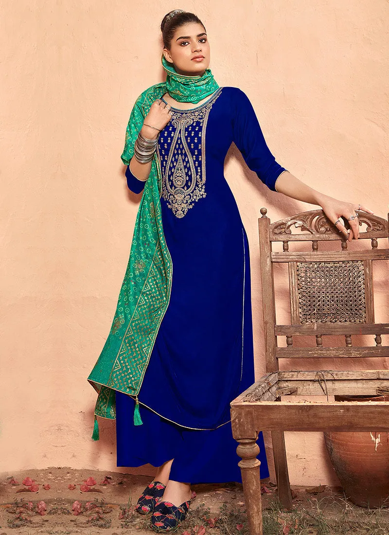 Blue And Green Pakistani Palazzo Suit