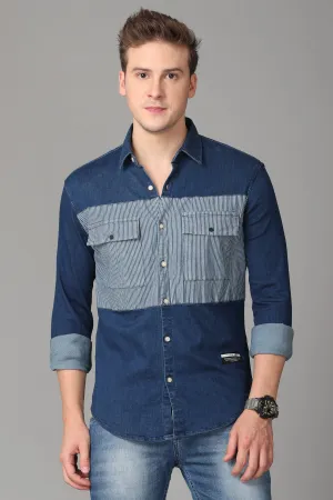 Blue and Grey Denim Shirt