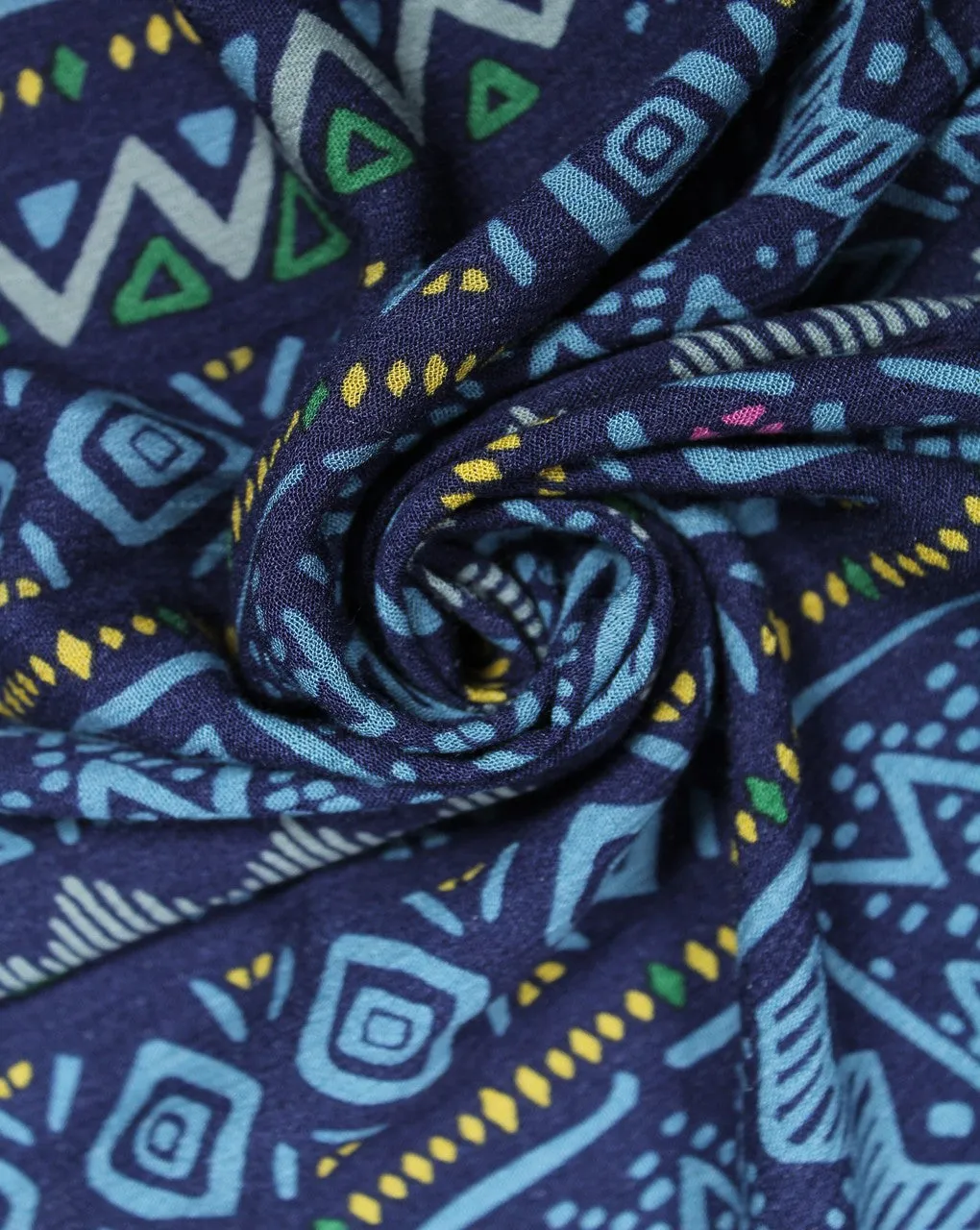 Blue And Multicolor Abstract Print Rayon Fabric