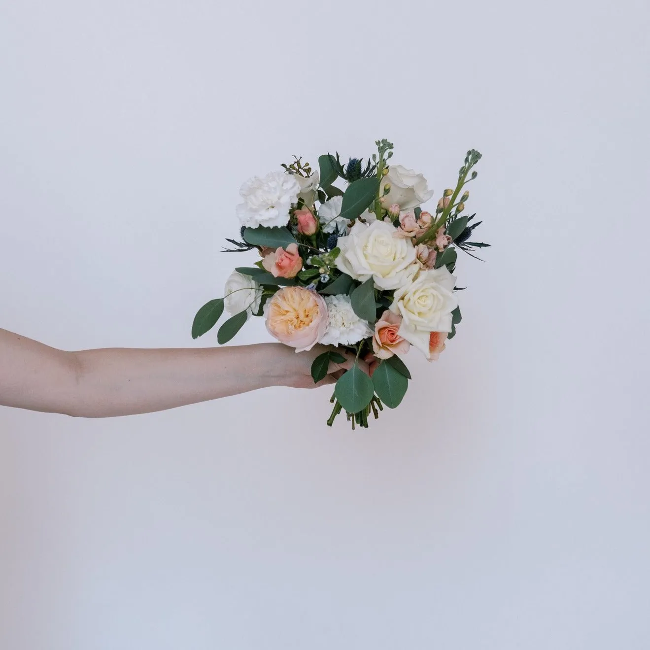 Blue and Peach Bridesmaid Bouquets - Makes 5-6