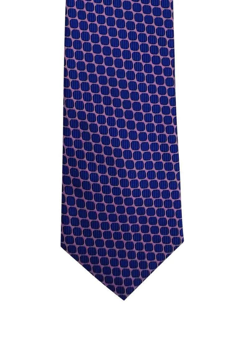 Blue and Pink Mesh Traditional Tie