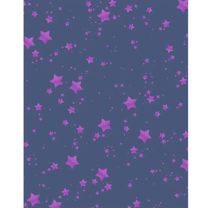 Blue and Purple Glitter Stars Printed Backdrop