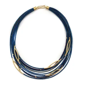 Blue and Purple Hematite and Gold Necklace