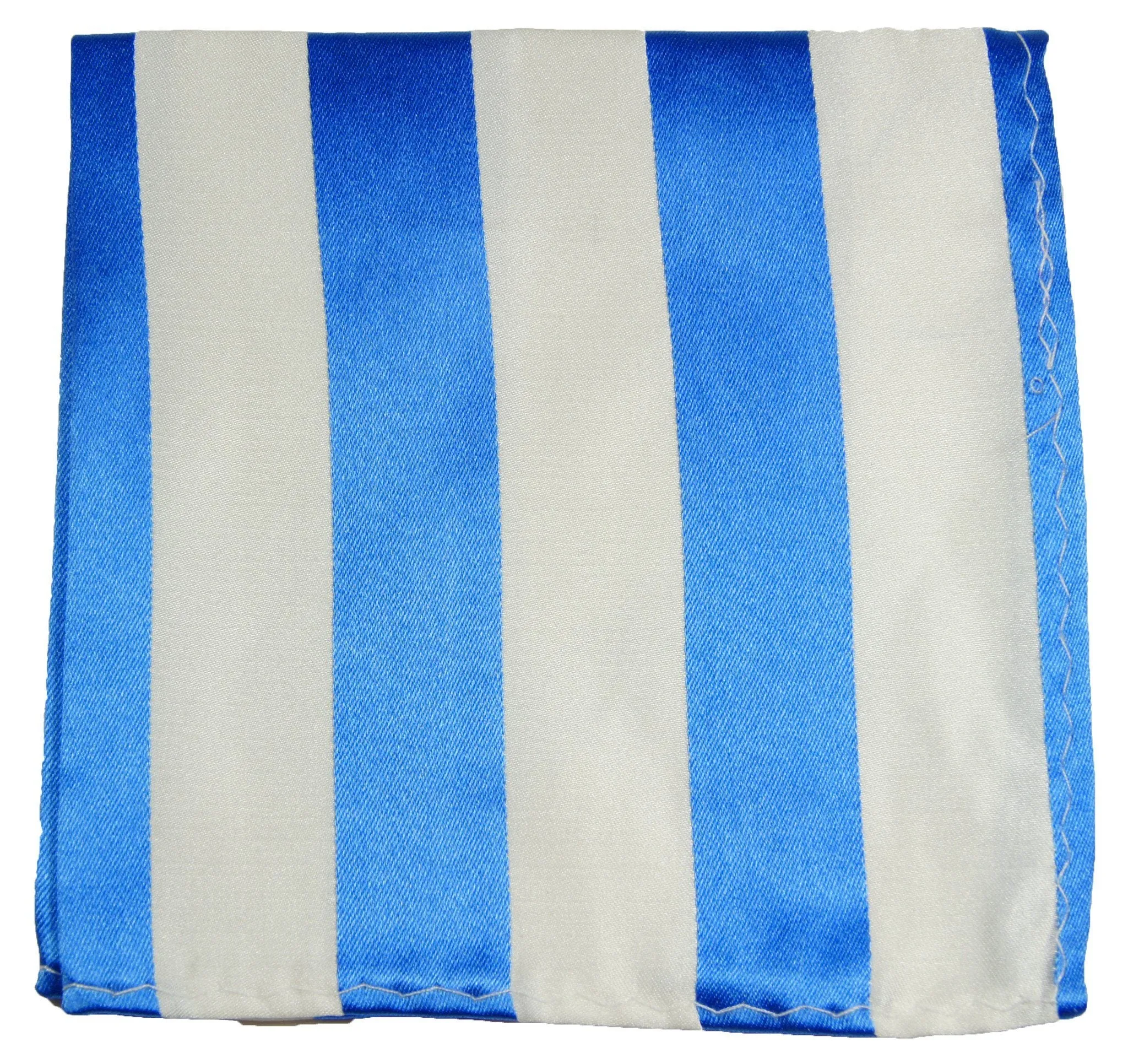 Blue and Silver Striped Silk Pocket Square