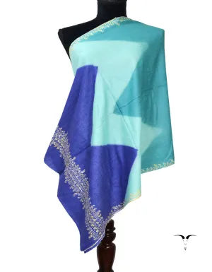 Blue and Sky Blue Embroidery Pashmina Stole 7253