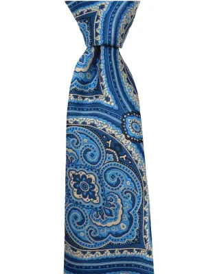 Blue and Taupe Floral Silk XXL Tie