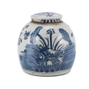 Blue and White Ming Jar with Lid - Small