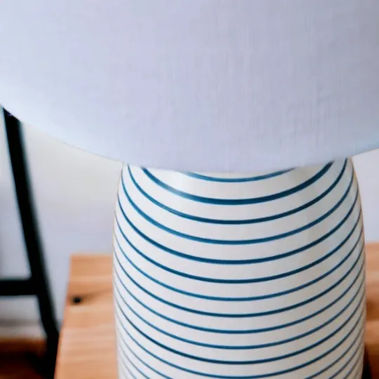 Blue And White Stripe Ceramic Table Lamp