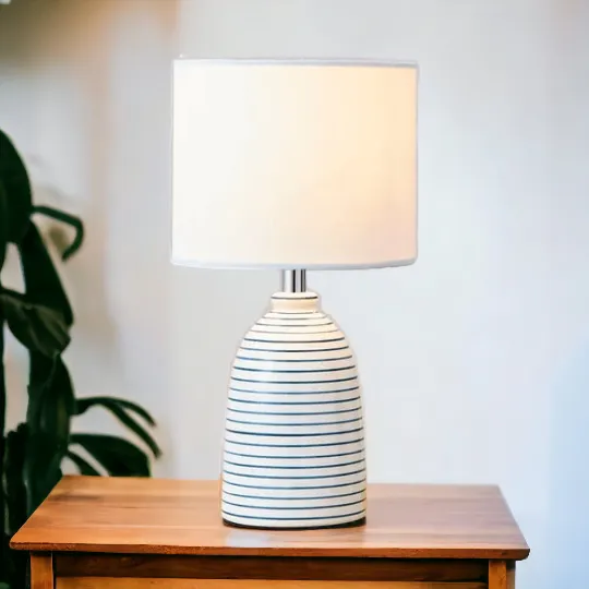 Blue And White Stripe Ceramic Table Lamp