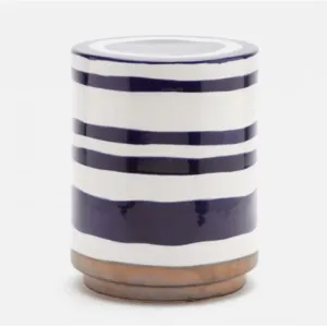 Blue and White Striped Column Stool