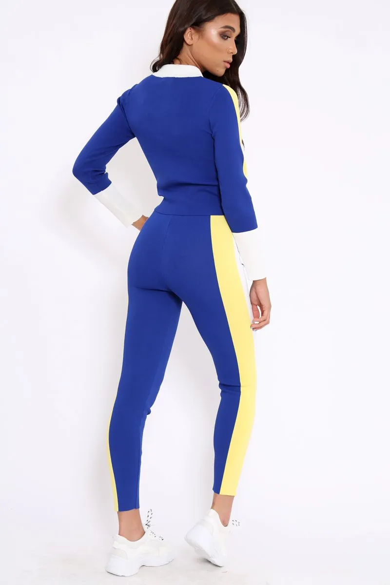 Blue And Yellow Striped Tracksuit - Cayla