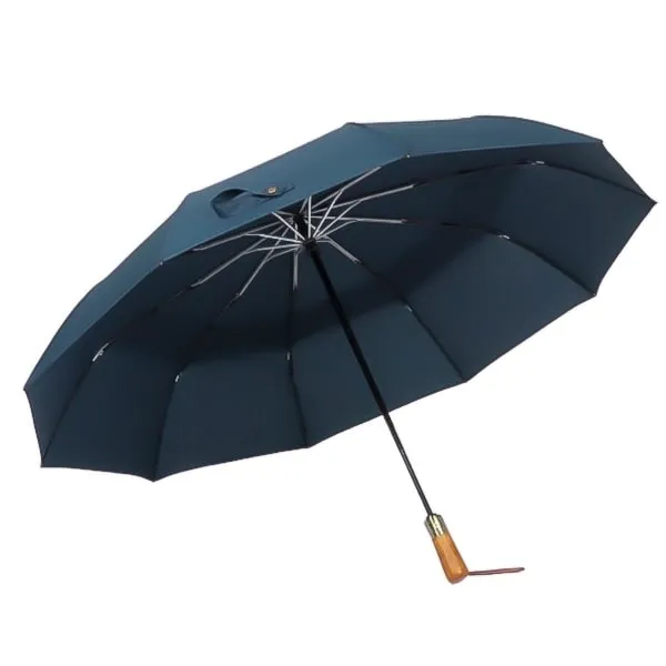 Blue Automatic Windproof Folding Umbrella