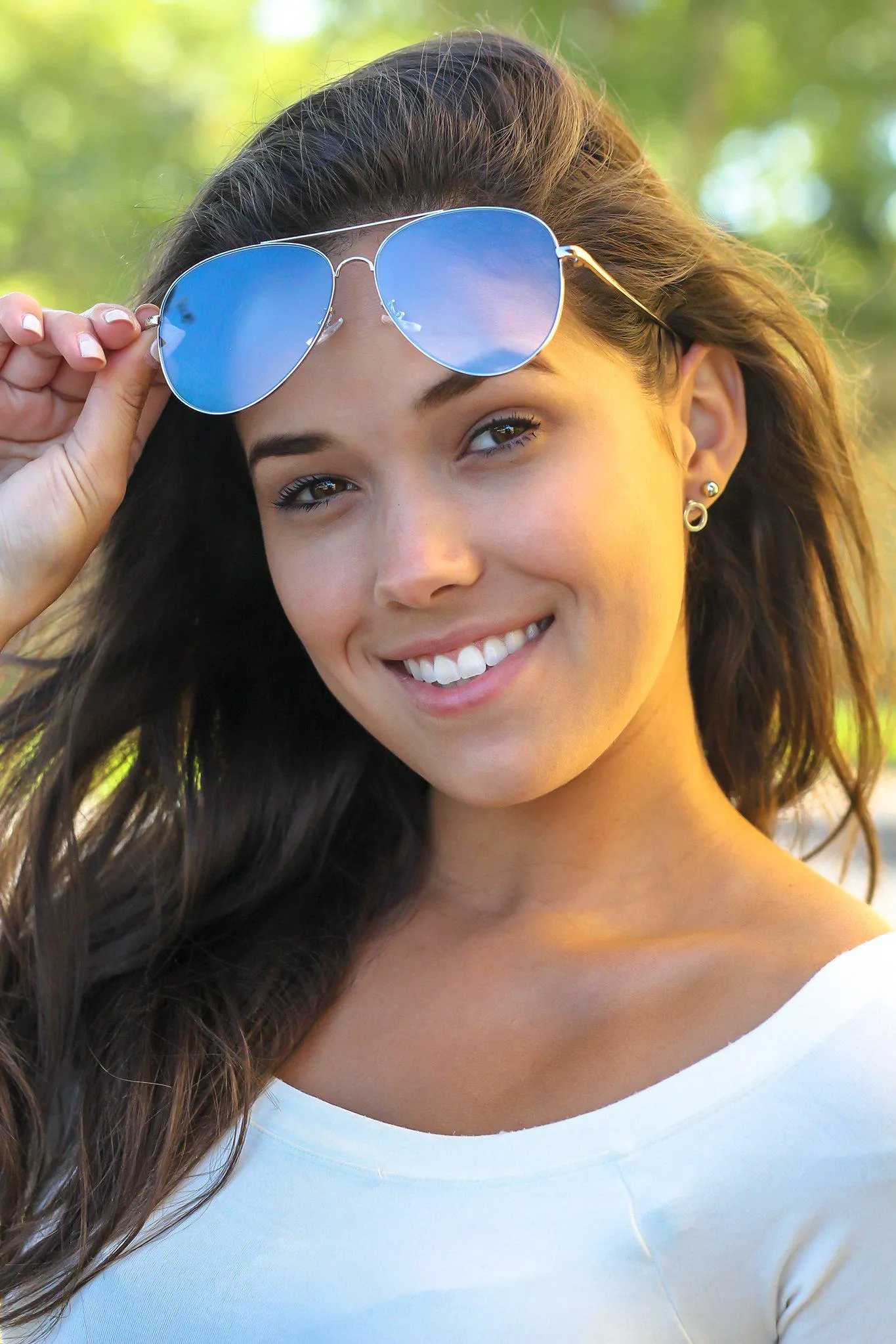 Blue Aviators with Silver Frame