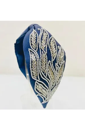 Blue Bead Embroidery Hairband