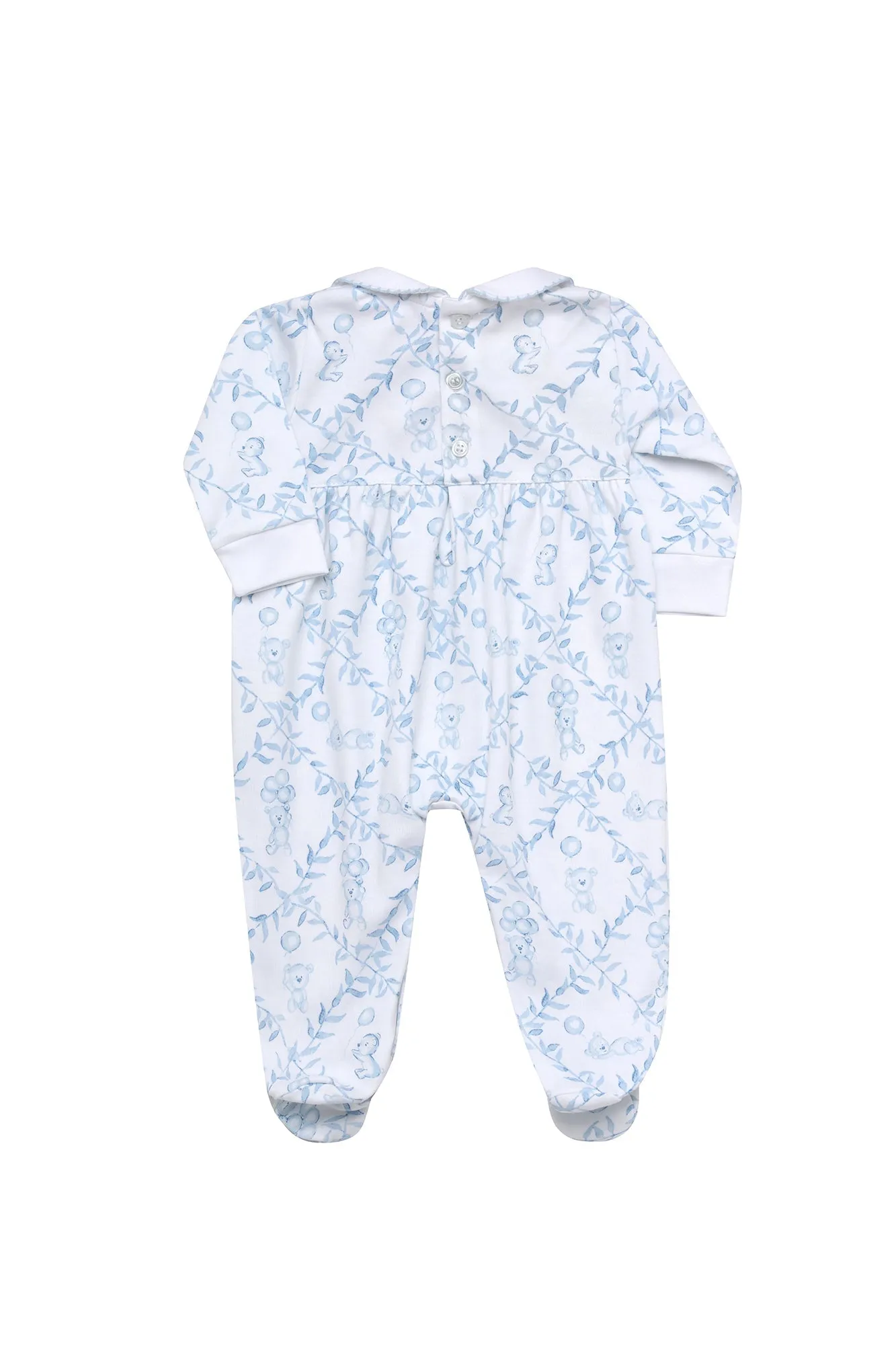 Blue Bears Trellace Smocked Footie