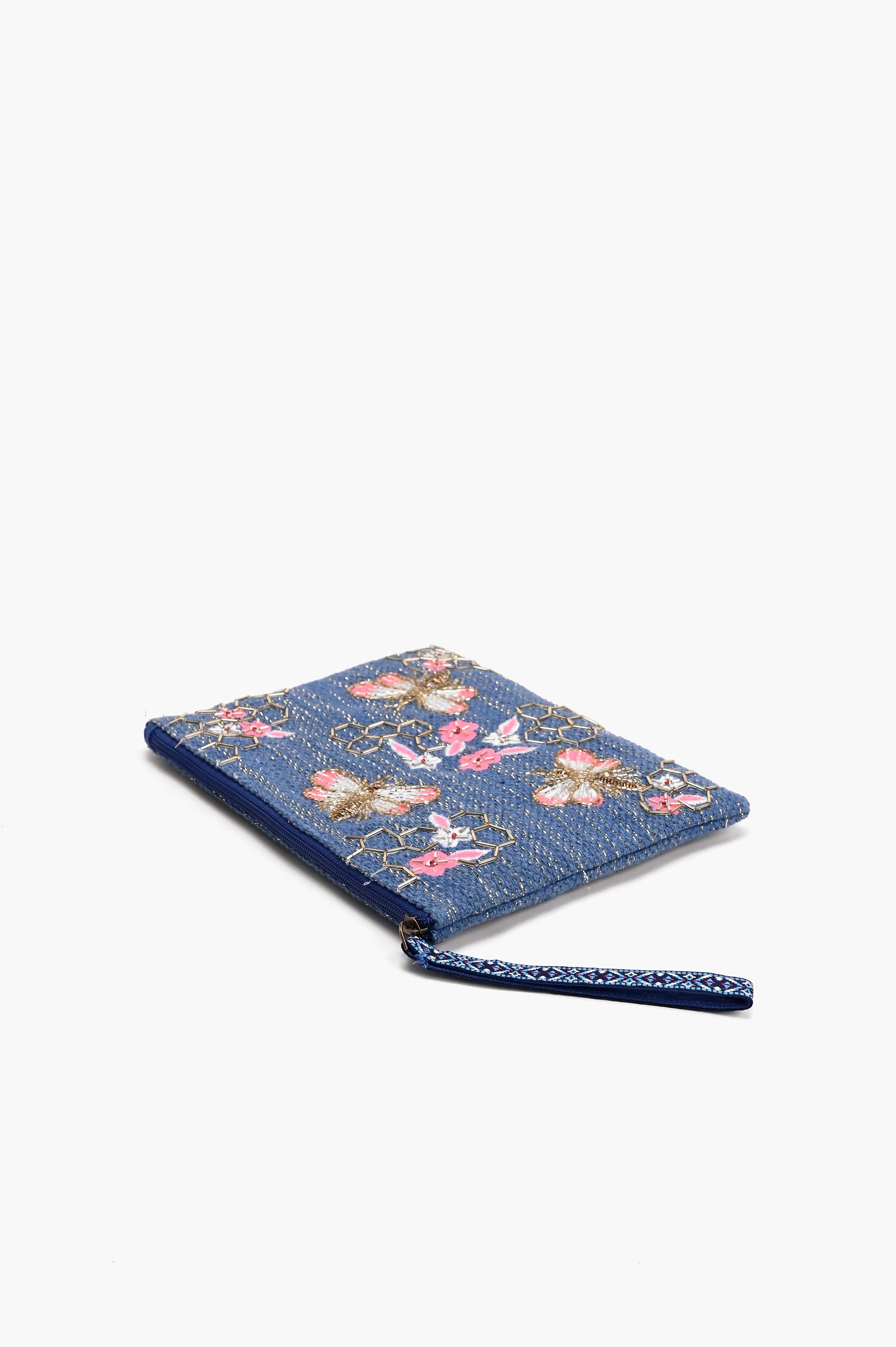 Blue Bee Wristlets Hand-Woven Jacquard Design